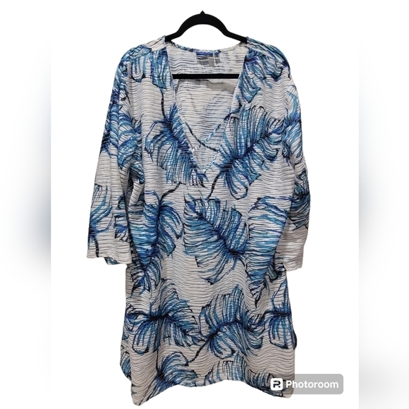 Apt. 9 3X Floral Razor Front Midi Coverup Duster Beachy Summer - Picture 1 of 7